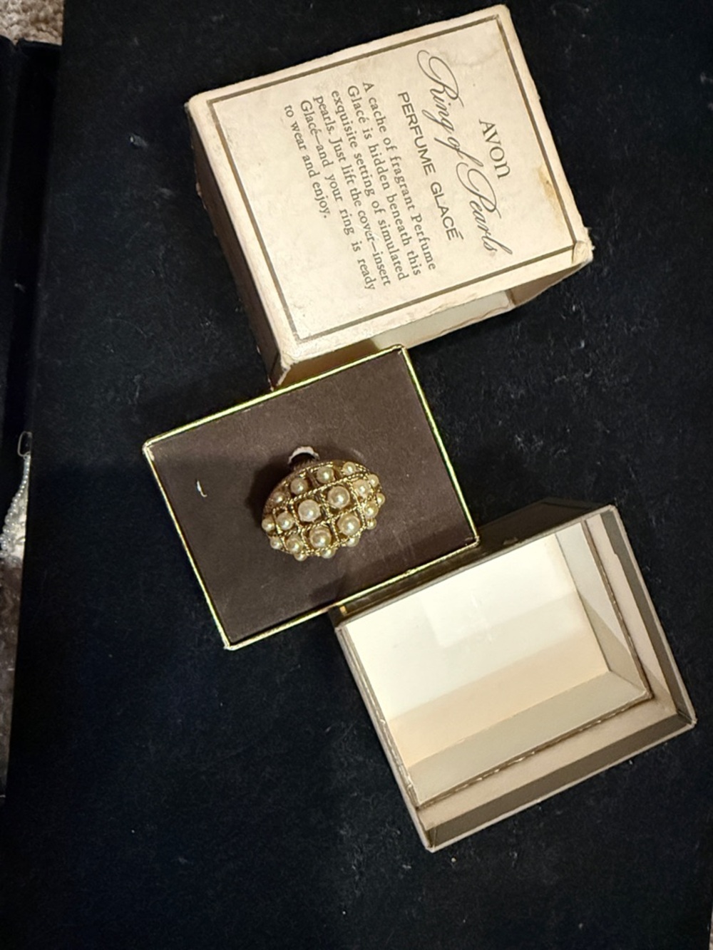Avon Gold-Tone Faux Pearl Cluster Ring